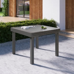 Crestlive Products Modern Aluminum Outdoor Dining Table Expandable Patio Glass Dining Table for 6-8 35" to 70" for Backyard, Porch, Deck, Garden - 1 of 4