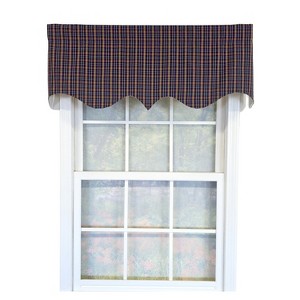 RLF Home 100% Cotton Palermo Regal  Fully lined Windows Rod Pocket Valance 50" x 17"  Navy - 1 of 4