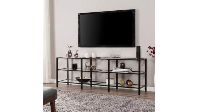 Aiden Lane Tengu Metal/Glass TV Stand for TVs up to 68&#34; Black, 2 of 12, play video