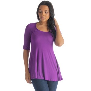Womens Elbow Sleeve Swing Tunic Top - 24seven Comfort Apparel™ - 1 of 4