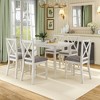 VECELO Farmhouse Style Dining Table Set, Rubber Wood Table and Upholstered Dining Chairs, Gray - 4 of 4