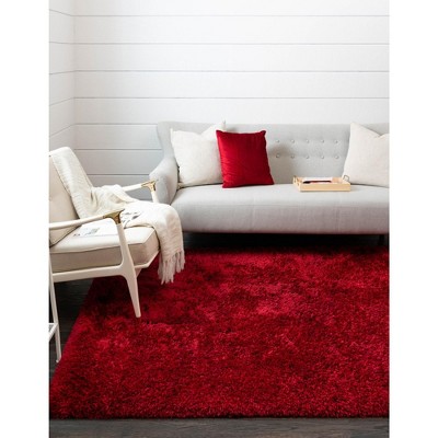 Merlot Red Rectangular Shag Synthetic 2' x 3' Rug