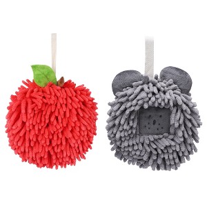 REGALWOVEN 2 Pcs Comfortable Soft Absorbent Chenille Ball Fuzzy Hand Towels - 1 of 4