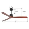 60 inch Solid Wood Ceiling Fan No Lights with Remote, Low Profile 3 Blade Ceiling Fan with 3 Downrod for Outdoor Indoor Living Room Farmhouse Patio - 3 of 4