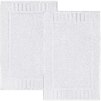 White Classic Luxury 100% Cotton Bath Mats Set of 2 - 22x34 White