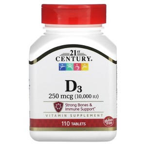 21st Century Vitamin D3, 250 mcg (10,000 IU), 110 Tablets - 1 of 4