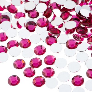 John Bead 1000-Piece 8mm (SS39) Fuchsia Acrylic Round Flat Back Rhinestones - 1 of 4