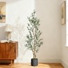 Coucheta 4/5/6/7FT Artificial Olive Tree in Planter, Faux Plant with Natural Wood Trunk, Green Moss & Lifelike Fruits for Home & Office Decor - 2 of 4