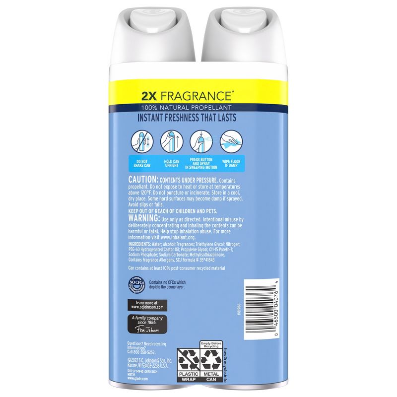 Glade Aerosol Room Spray Air Freshener - Clean Linen - 16.6oz/2pk, 4 of 15