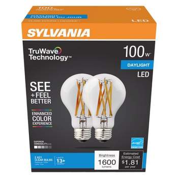 Sylvania TruWave A21 E26 (Medium) Clear LED Bulb Daylight 100 Watt Equivalence 2 pk