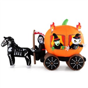 NAYSAYE Inflatable Holiday Decoration Halloween Carriage Pumpkin Witch Ghost for Yard Party Display, As Picture Shows, 122.4"*31.2"*70.8" - 1 of 4