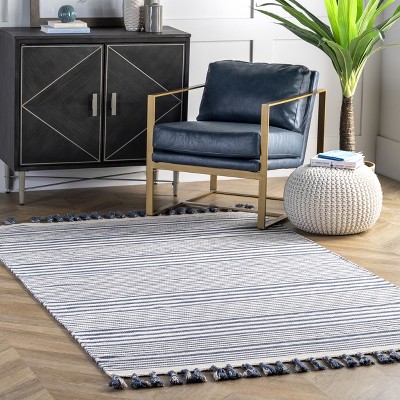Nuloom Rose Stripe Cotton Flatweave Tassel Area Rug Target