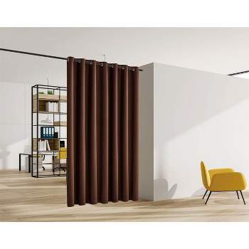 Blackout Room Divider Panel Privacy Partition Heavyweight Premium Fabric Thermal Insulated Grommet Top Brown Color 180 W X 96 L Inches