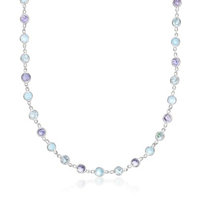 Ross-Simons 5.50 ct. t.w. Bezel-Set Multi-Gemstone Necklace in Sterling Silver