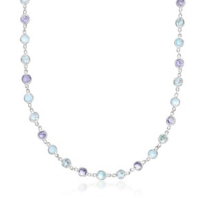 Ross-Simons 5.50 ct. t.w. Bezel-Set Multi-Gemstone Necklace in Sterling Silver - 1 of 3