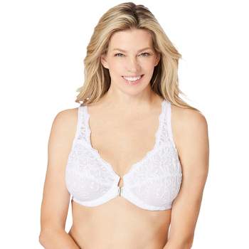 Amoureuse Women's Plus Size Embroidered Front-Close Underwire Bra