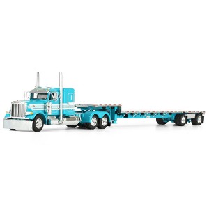 First Gear DCP 1/64 Teal Peterbilt 379 with 48in Flattop Sleeper & Transcraft Step Deck Trailer 60-2127 - 1 of 4