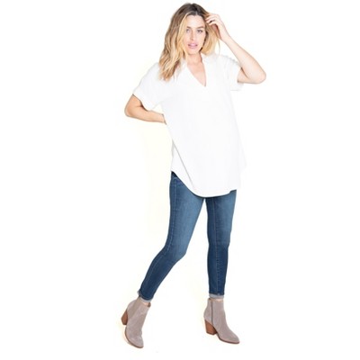 Image of Maternity Ingrid & Isabel Popover Tie Waist Shirt White M