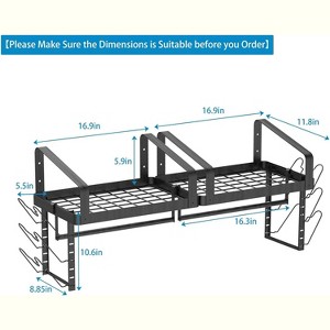 MaseiKar Pot Racks Wall Mounted Set of 2,with Towel Bar and Pots Pans Lids Organizer, Kitchen Cookware Hanging Shelves with 12 Hooks, Black - 1 of 4