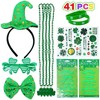 Whizmax 41pcs St.Patrick's Day Accessories Set-Shamrock Glasses,Necklaces,Mustaches,Rubber Bracelets,Tattoos,Hat Headband - 2 of 4