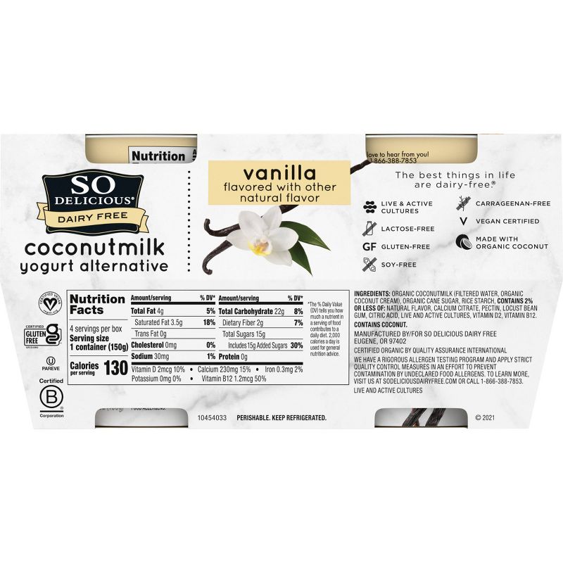 So Delicious Dairy Free Vanilla Coconut Milk Yogurt - 4ct/5.3oz Cups, 5 of 16
