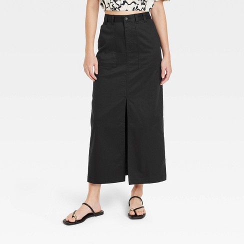 Women's Utility Maxi Skirt - A New Day™ Black S