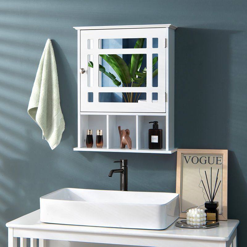 Costway Mirrored Medicine Cabinet Bathroom Wall Mounted Storage W/ Adjustable Shelf Grey\Brown, 2 of 11