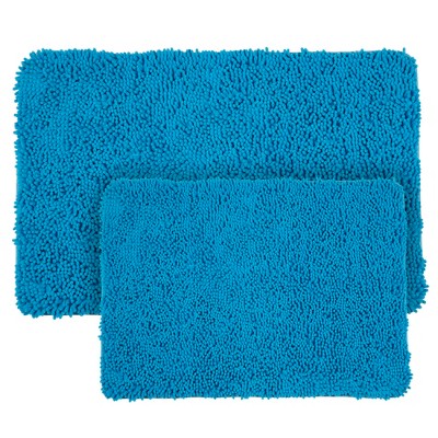 Hastings Home High Pile Memory Foam Bathroom Mat Set - 2-pc, Blue