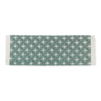 Design Imports Geometric Textured Fringe - Teal - 2 Ft 3 In X 6 Ft