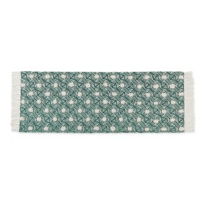 Design Imports Geometric Textured Fringe - Teal - 2 Ft 3 In X 6 Ft - 1 of 4