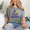 Simply Sage Market Women's Mardi Gras mask Sparkle Short Sleeve Garment Dyed Tee - 2 of 3