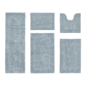 Lux Premium 100% Cotton Tufted Solid Reversible 5 PC Bath Rug Set – Ultra-Soft, Water-Absorbent, Durable, Machine Washable Bathroom Rug - 1 of 4