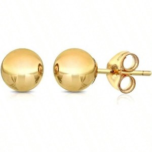 Premium Gold Ball Stud Earrings - Yellow, Rose White Gold Options - 1 of 4