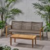 Christopher Knight Home Sewell Outdoor Acacia Wood and Wicker 3 Seater Sofa and Coffee Table Set - 2 of 4