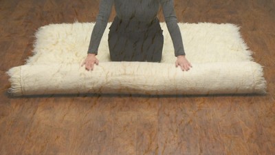 Natural Handmade Wool Flokati Area Rug, 5' x 7'