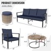 YARDSIGHT 5-Piece Outdoor Conversation Set with 3-Seat Sofa, 2 Armchairs, Ottoman, and Nesting Tables ¨C Blue Cushions & Handwoven Rattan - 4 of 4