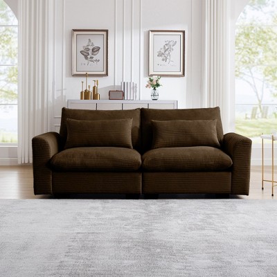 NicBex Couches for Living Room Deep Seat 2-Seater Sofa Couch Comfort Corduroy Upholstered Sofa With Pillows and Storage for Bedroom