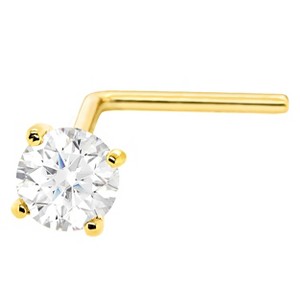 Jewelry Avalanche 22G 14K Gold L-shape Nose Stud with Moissanite - 1 of 2