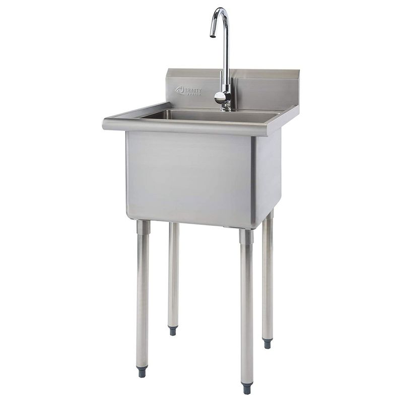 TRINITY Basics THA-0307 EcoStorage 24x21.50x49.20" Stainless Steel Free Standing Utility Sink - Silver, 1 of 6
