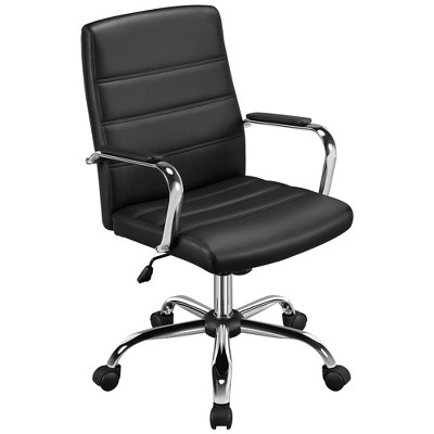 Yaheetech Mid-back Office Chair With Arms 360° Swivel Pu Leather Office ...