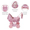 Olivia's Little World Bassinet Pram with Coverand Canopy and Storage Doll Strollers for 16-18" Dolls - 3 of 4