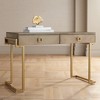 Coast to Coast Accents Wheaton Modern Ash Wood Rectangular Writing Desk 49 1/2" x 23" with 2-Drawer Brown Gold Metal Legs for Living Room Bedroom Home - 2 of 4