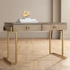 Coast to Coast Accents Wheaton Modern Ash Wood Rectangular Writing Desk 49 1/2" x 23" with 2-Drawer Brown Gold Metal Legs for Living Room Bedroom Home - image 2 of 4