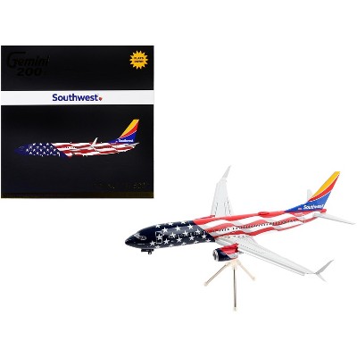 Boeing 737-800 Commercial Aircraft with Flaps Down "Freedom One" American Flag Livery 1/200 Diecast Model Airplane by GeminiJets