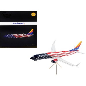 Boeing 737-800 Commercial Aircraft with Flaps Down "Freedom One" American Flag Livery 1/200 Diecast Model Airplane by GeminiJets - 1 of 4