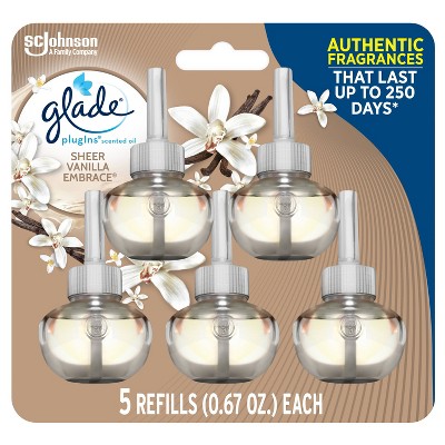 Glade PlugIns Scented Oil Air Freshener Sheer Vanilla Embrace Refill - 3.35oz/5ct