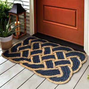 JONATHAN Y Maeve Classic Coastal Scalloped Basketweave Coir Indoor/Outdoor DoorMat - 1 of 4