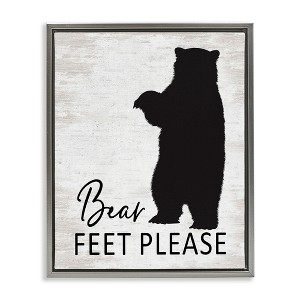 Stupell Industries Bear Feet Remove Shoes Cabin Entrance Sign Black Floater Framed Canvas Wall Art - 1 of 4