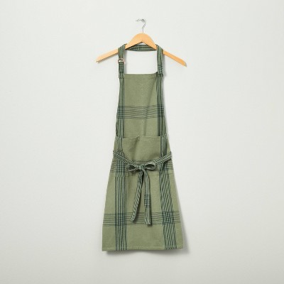 Open Plaid Full Cooking Apron Green/Navy - Hearth & Hand™ with Magnolia