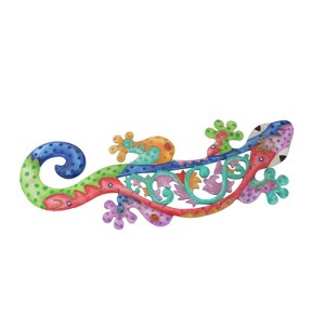 Beachcombers Blue Relief Cut Gecko Coastal Plaque Sign Wall Hanging Decor Decoration For The Beach 7 x 0.3 x 19.6 Inches. - 1 of 2